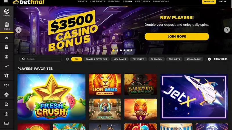 BetFinal Casino frontpage