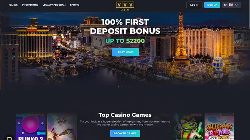 YYY Casino Frontpage